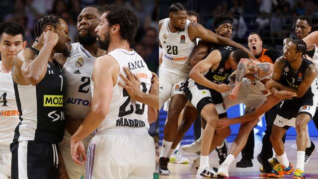 Imágenes de la pelea entre jugadores del Real Madrid y del Partizan.