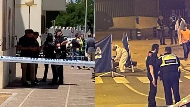 A la izquierda el cordón policial del tiroteo de Jerez y a la derecha el de Salou.
