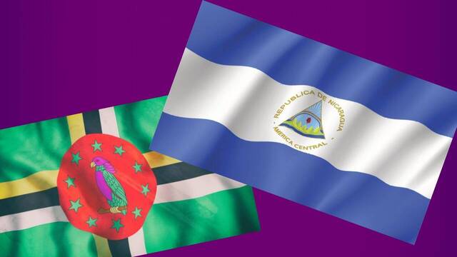 Montaje sobre las banderas de Dominica y Nicaragua. 
