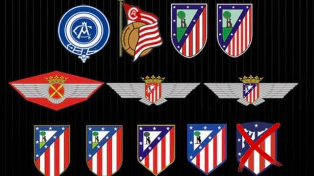 Todos los escudos de la historia del Atlético de Madrid.