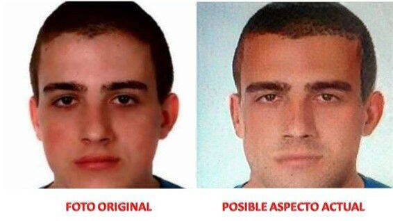 Cartel de la búsqueda de Paco Molina. A la izquierda, su aspecto cuando desapareció. A la derecha, su posible aspecto actual.