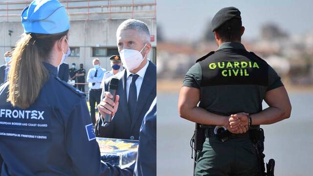 Frontex, la Guardia Civil y el ministro de Interior Fernando Grande-Marlaska.