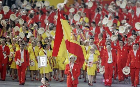 Imagen del equipo español en la ceremonia de apertura de las Olimpiadas de Pekín.