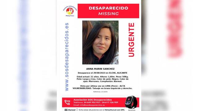 Cartel de SOSDesaparecidos de Anna Marin Sánchez.