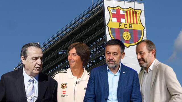 Montaje de los imputados por el caso Negreira: El FC Barcelona, Enríquez Negreira, Enríquez Romero, Josep María Bartomeu y Sandro Rosell.