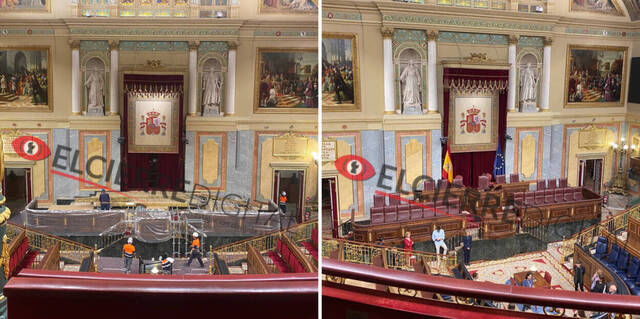 El Congreso de los Diputados durante su reforma este miércoles y antes de su transformación.