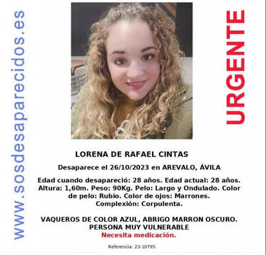 Cartel de SOS Desaparecidos de Lorena de Rafael Cintas 