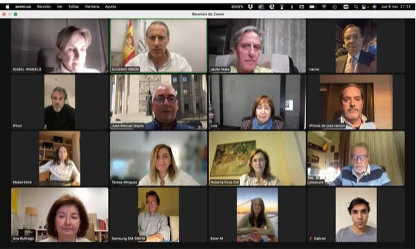Imagen de la reunión telemática efectuada por la Junta de Gobierno del Ilustre Colegio de la Abogacía de Madrid (ICAM) sobre el pacto entre PSOE y Junts.