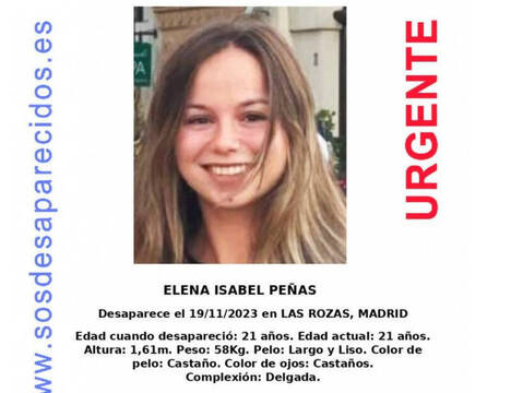 Cartel de SOS Desaparecidos de la fallecida Elena Isabel Peñas