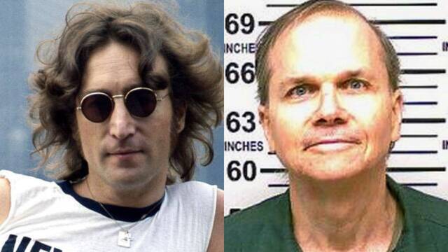 John Lennon y su asesino Mark David Chapman.