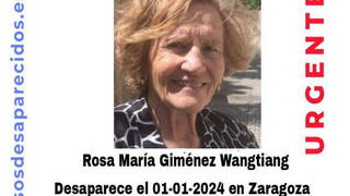 Desaparece Rosa M. Giménez en Zaragoza: "Cenamos por Año Nuevo, dormimos y se esfumó"