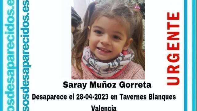 / Saray Muñoz, la menor desaparecida en Tavernes.
