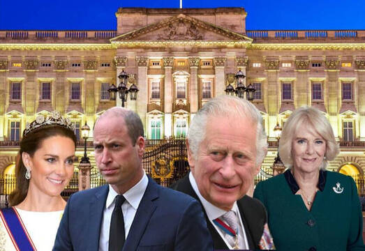 Montaje de la familia real británica sobre el Palacio de Buckingham