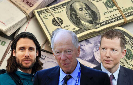 Montaje del fallecido Jacob Rothschild (centro), David Mayer de Rothschild (izquierda) y el heredero de Jacob, Nathaniel Rothschild (derecha)
