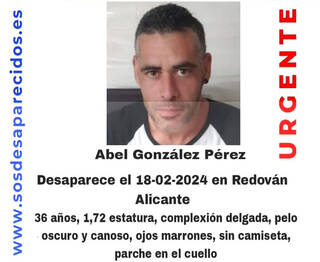 Alerta ante la desaparición de Abel González Pérez en Redován: “Necesita su medicación”