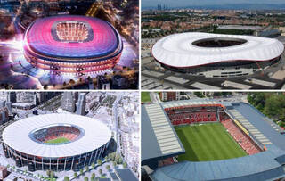Los ladrillos se multiplican a la sombra del balón: Grandes obras en estadios de Barça, Atlético, Valencia o Sporting