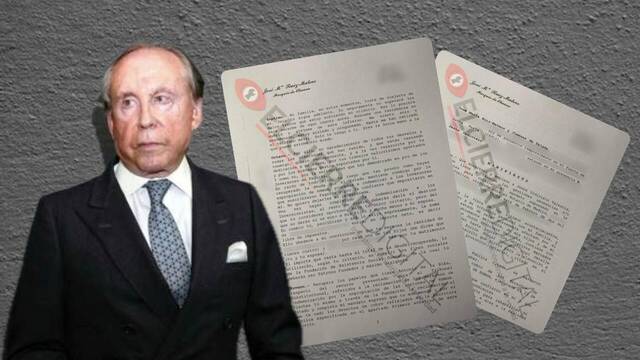 José María Ruiz-Mateos en un montaje con el manifiesto que firmó un mes antes de morir.