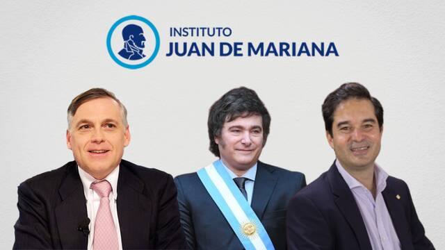 / Jesús Huerta de Soto, Javier Milei y Gabriel Calzada, presidente del Instituto Juan de Mariana.